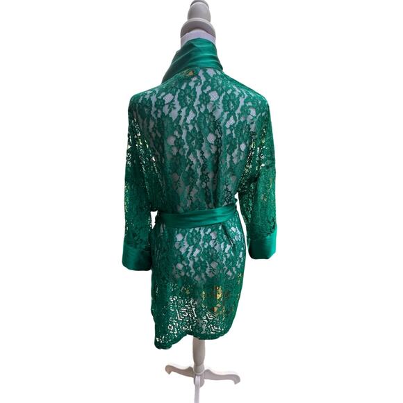 Victoria's Secret Vintage Silk Robe Green One Size Women's Loungewear Gold Label - Picture 2 of 4